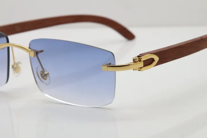 Rimless Wood Frame Men Sunglasses For Driving And Outdoors_voghion.com
