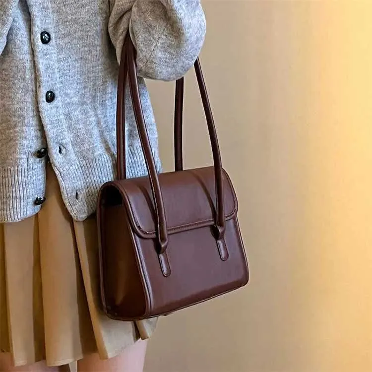 Designer-Tasche, einfarbig, Retro-Textur, Schultertasche, tägliche Erinnerung für Studenten. Hochwertige neue Damenhandtasche aus PU-Leder_voghion.com