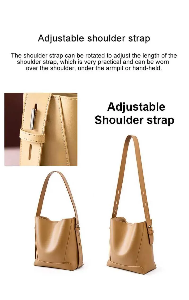 Denim shoulder fashion trend designer bucket large capacity genuine leather womens cross body bag Y241121_voghion.com