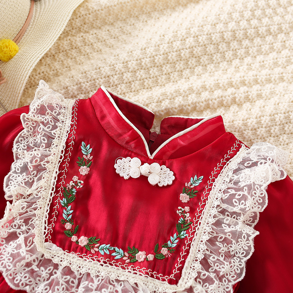 Vestido de princesa estilo Lolita de manga larga con bordado de flores para niña de primavera/otoño_voghion.com