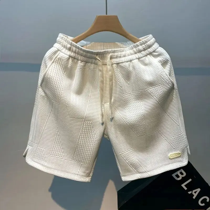 Summer Running for Men Casual Jogging Sport Short Pants Wave Pattern Solid Color Drawstring Loose Dry Gym Sports Shorts_voghion.com