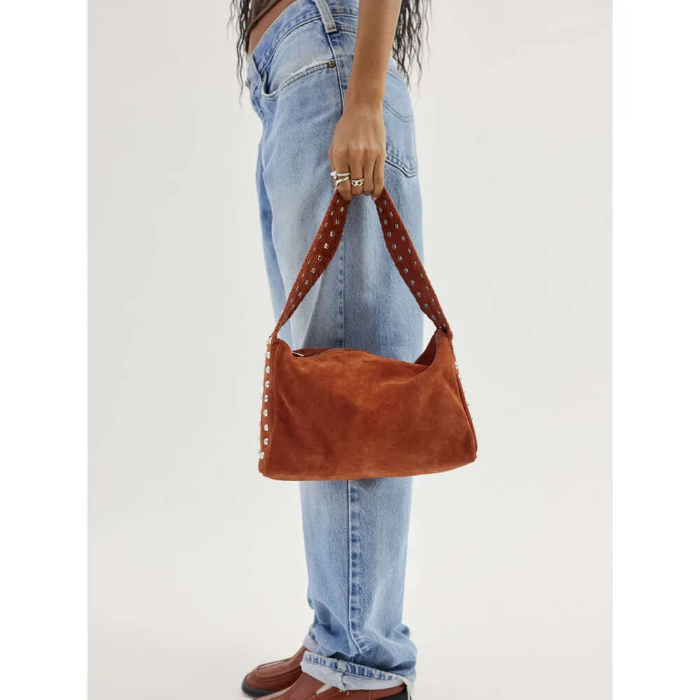 Damen Schulter Crossbody Messenger Europäischen und amerikanischen Stil Nieten Handtasche Wildleder Retro Motorrad weiche Achseltasche_voghion.com