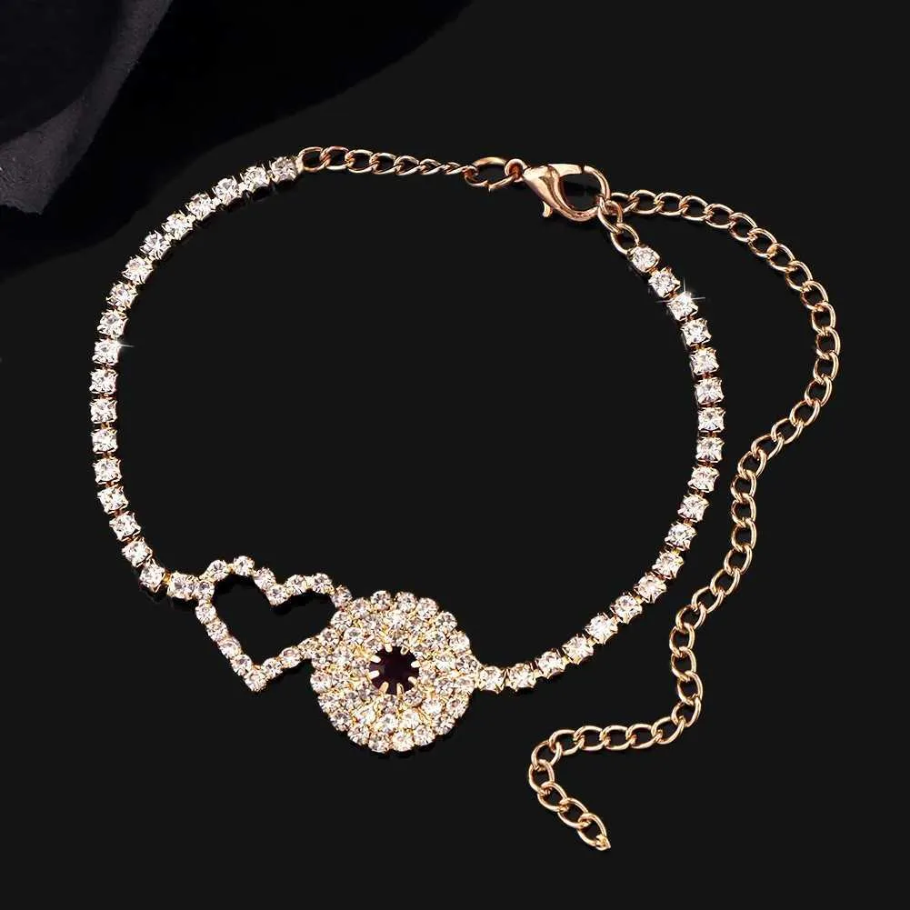 Enkelbandjes Flatfoosie Fashion Evil Eye Crystal Ketting Dames Goud Sier Water Diamant Tennis Enkelband Blotevoetenketting_voghion.com