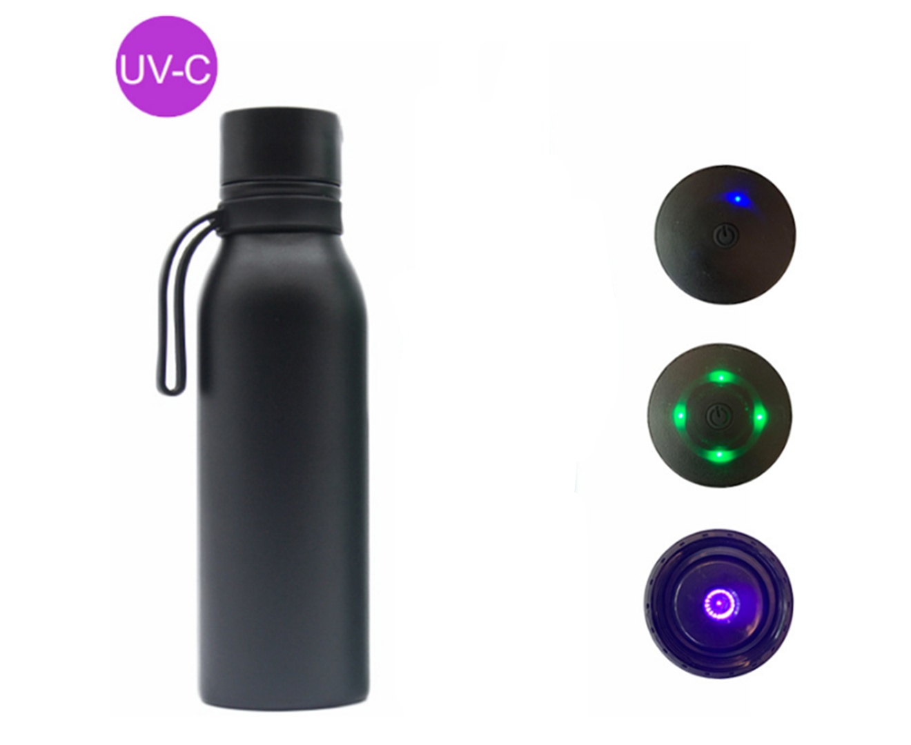 Bottiglia d'acqua con manico sterilizzante per tazza isolante con sterilizzazione UV-C intelligente da 600 ml_voghion.com