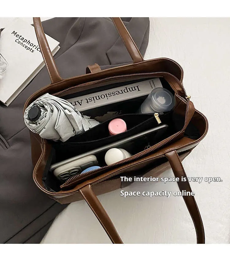 Damen Große Kapazität Pendler Nischendesign Lässig Alles Einfache Mode Pu Textur Einzelne Schulter Tragbarer Eimer_voghion.com