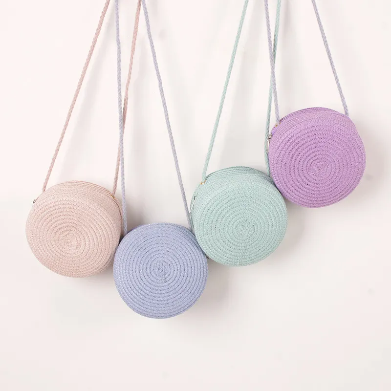 Sacs à bandoulière en paille tissée d'été pour femmes, sac à main rond en rotin fait à la main, petit sac de plage, de voyage, à bandoulière_voghion.com