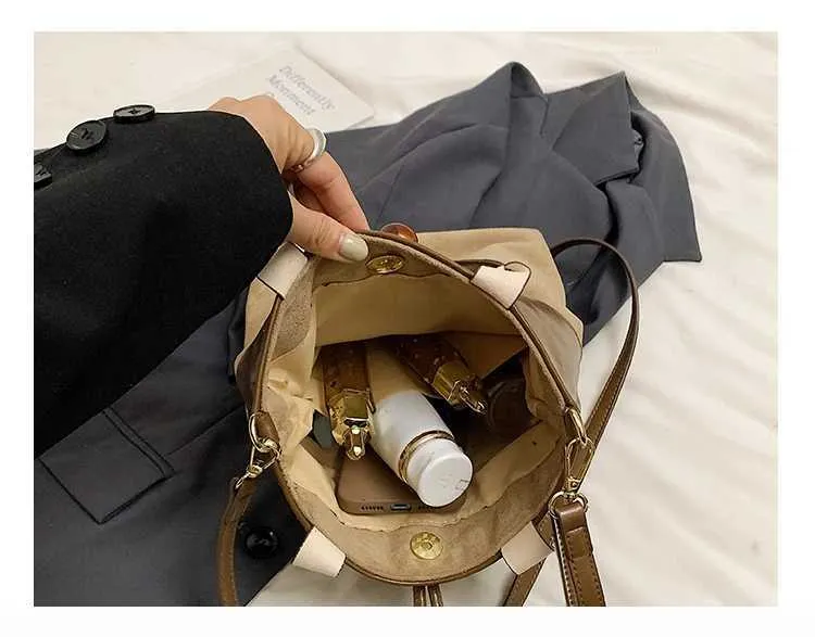 Stylish Women's Suede Patchwork Crossbody Shoulder Handbag Set_voghion.com