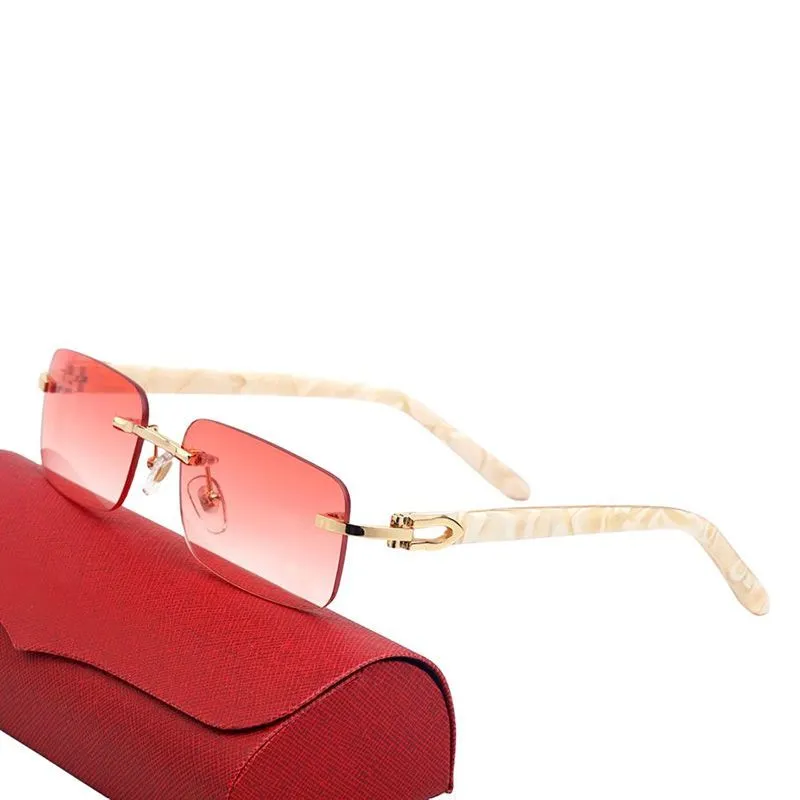 buffalo horn sunglasses for women cart glasses cartHead Metal Rimless Optical Frame Classic Rectangle Square gold sunsh_voghion.com