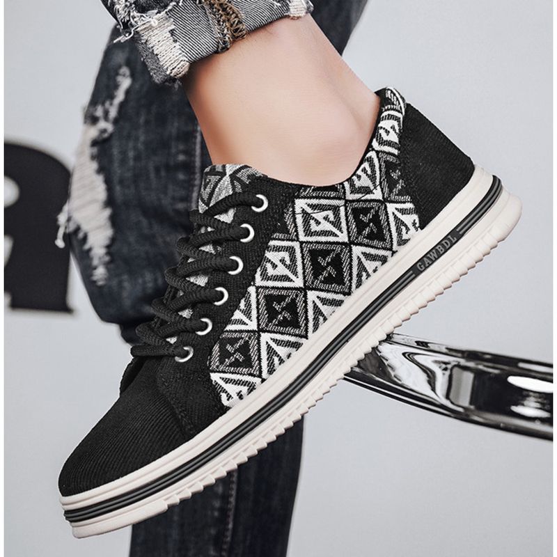 Men's Breathable Canvas Trainers Casual Lightweight Low Top Shoes_voghion.com