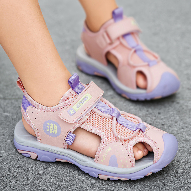 Sandalen mit Kopf für Kinder, Collision Hollow Out 2024 Sommer Student Anti-Rutsch-Strandschuhe für Mädchen mit weicher Sohle_voghion.com