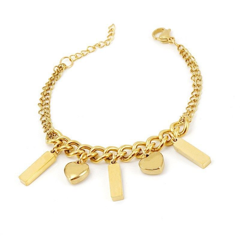Braccialetto alla moda in acciaio inossidabile con combinazione di titanio, dorato, geometrico, design di nicchia per le donne_voghion.com