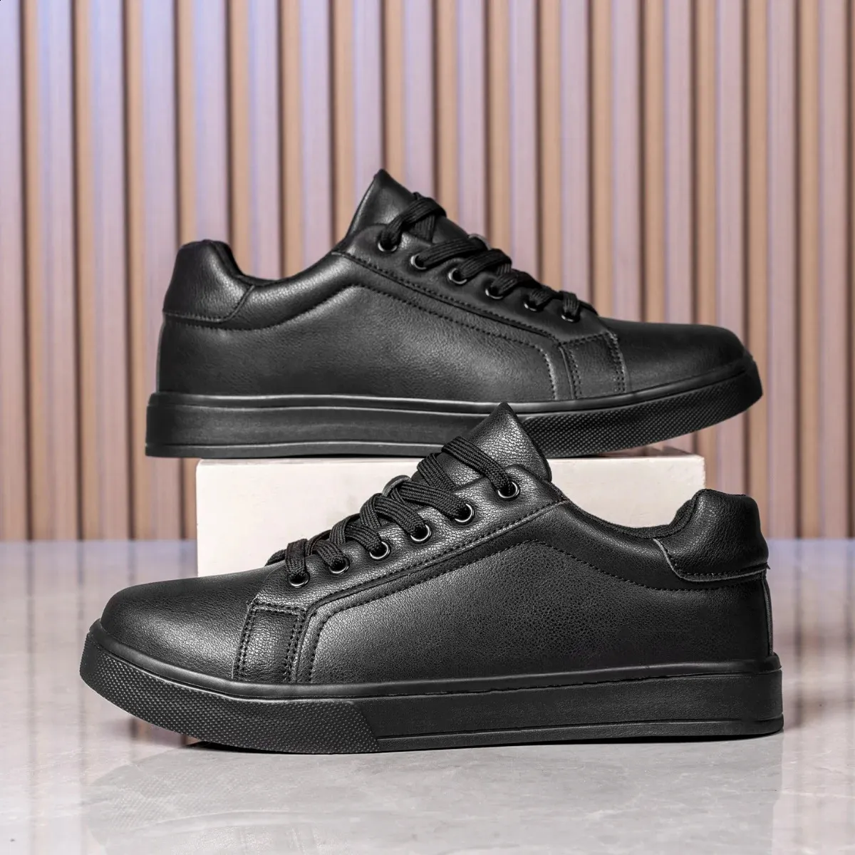 Tenis Mascuo 241105 - Zapatillas de deporte ligeras y cómodas para hombre, color blanco y negro, informales, para caminar_voghion.com
