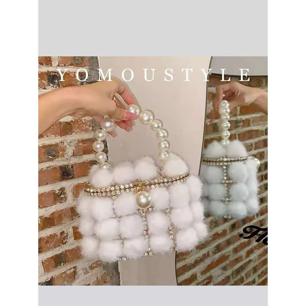 Borsa a mano da donna in pelliccia di visone con motivo autunno inverno, borsa a tracolla con tracolla da sera e festa nuziale Rhies Dia_voghion.com