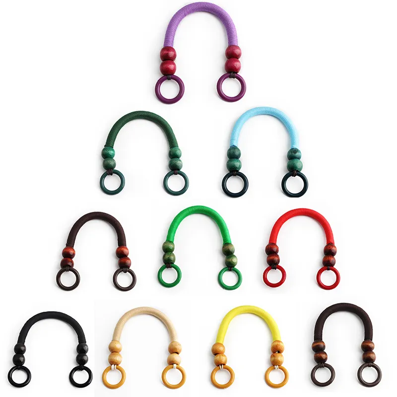 2 pezzi 37/48 cm manici per borsa colorati in corda di nylon intrecciata con perline di legno tracolla cinghie per cucire fai da te borsa_voghion.com