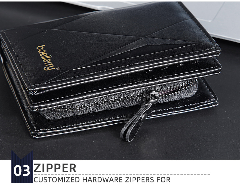 New men's short wallet baellerry multi-card slot zipper wallet retro vertical style wallet men_voghion.com
