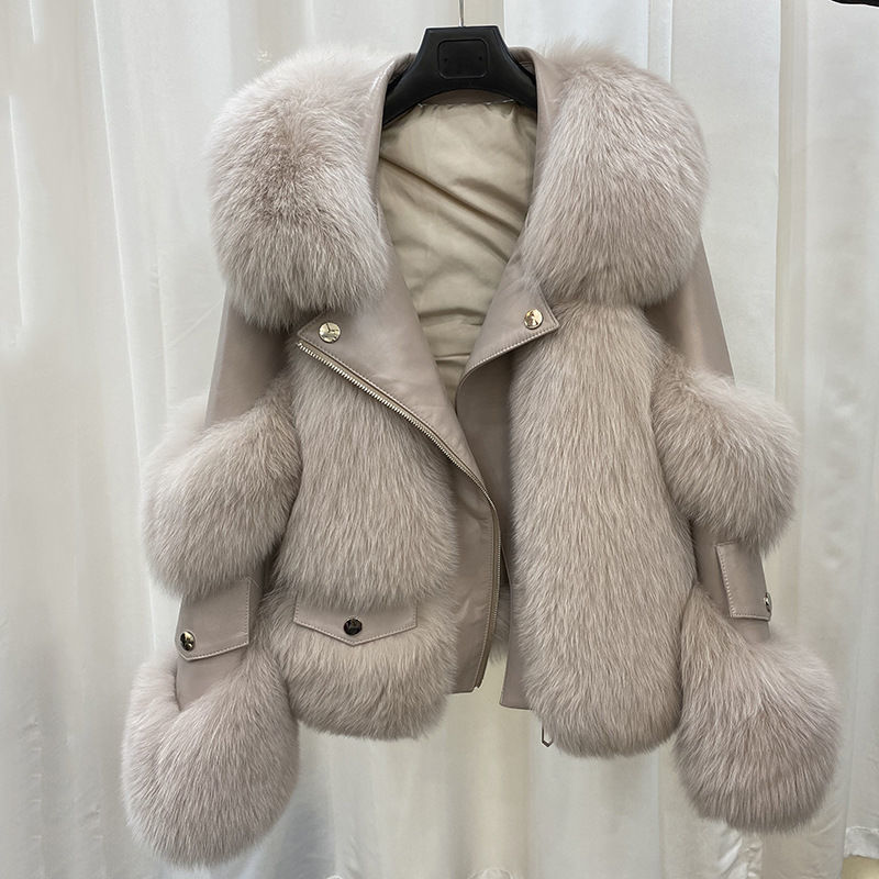 Manteau de fourrure Haining pour femme, manteau de fourrure de renard fin, manteau de fourrure une pièce de style jeune femme