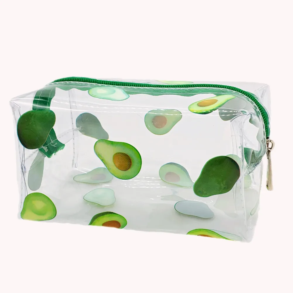 Borsa da toilette trasparente in PVC per cosmetici, frutta e avocado, piccola, impermeabile, multifunzione, per donne e ragazze, portapenne_voghion.com