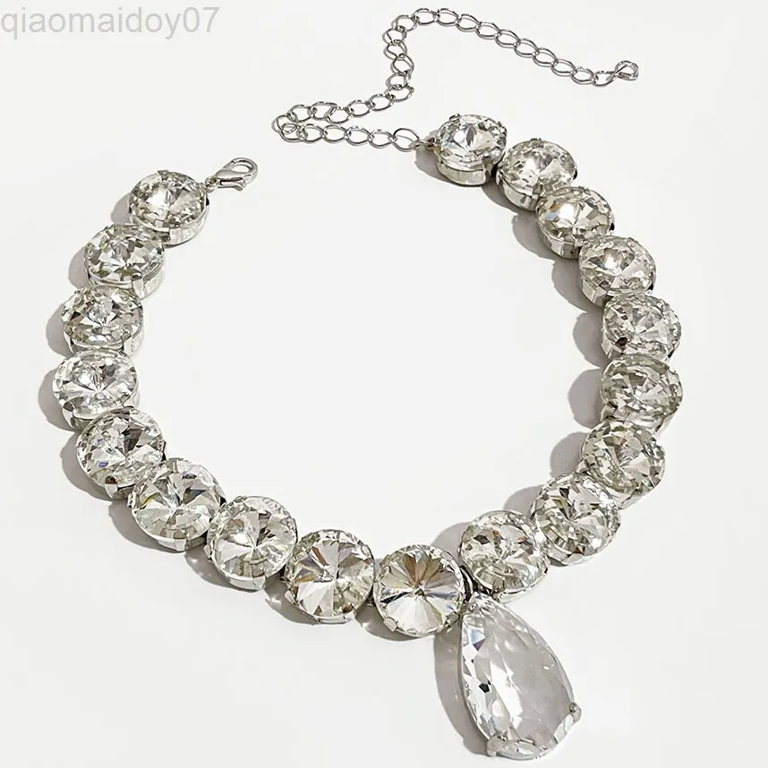 Peri'sbox Collier ras du cou vintage en forme de larme pour femme, collier en strass, grand collier pour bijoux de mariage, L220812_voghion.com