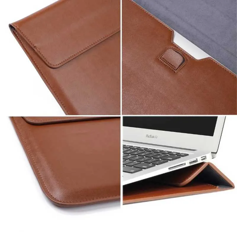 Custodia per laptop a busta, astuccio in pelle di coccodrillo per MacBook Air/Pro 12-15", custodia protettiva con supporto verticale_voghion.com