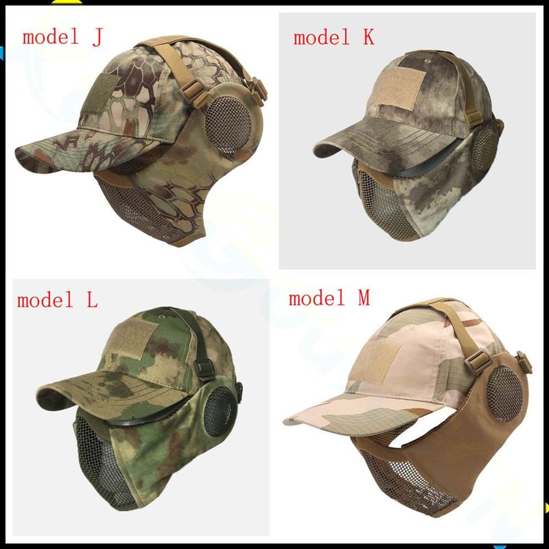 Taktikalised Airsoft Military Half Face Strike Metallvõrgust kaitsev pealuu mask ja müts kõrvakaitse jahitarvikud_voghion.com