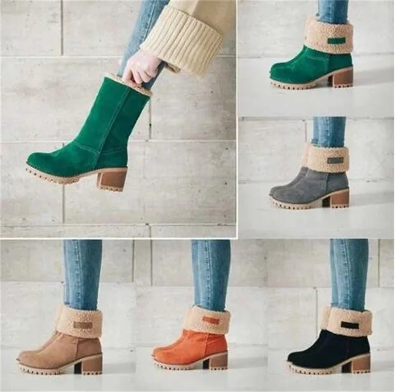 2024 Free Shipping New Designer Patent Leather Women Heels Snow Martin Fur Furry Thick Soled Winter Boots_voghion.com