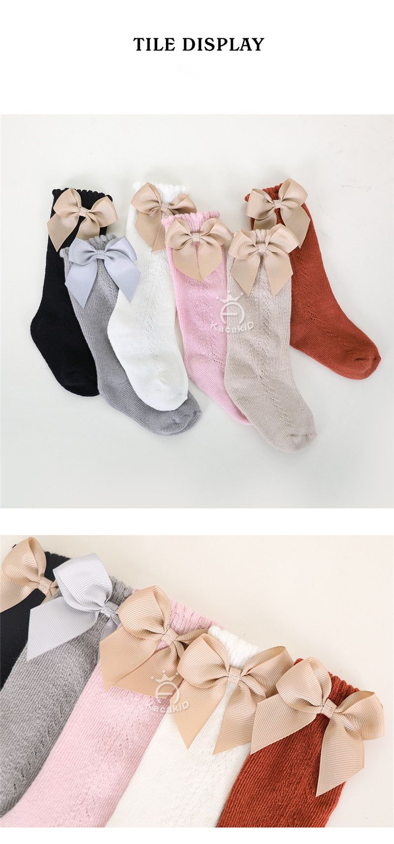 Neu Sommer Baby Knie Hohe Socken Kinder Mädchen Bogen Lange Socke Weiche Baumwolle Mesh Atmungsaktive Kinder_voghion.com