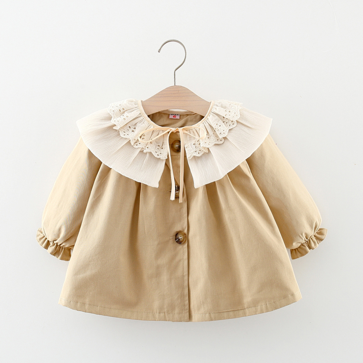 Baby Girl Autumn Coat Lace Doll Collar Trench Coat Trendy Children's Clothing_voghion.com