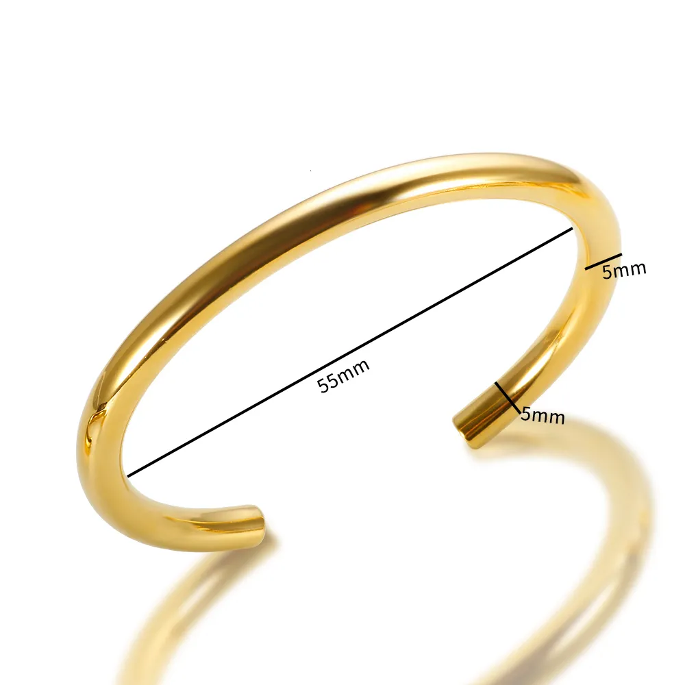 Braccialetto a tubo spesso per donna Bracciale a polsino in acciaio inossidabile Hiphop Cavo placcato oro Moda all'ingrosso Gioielli Pulseras_voghion.com