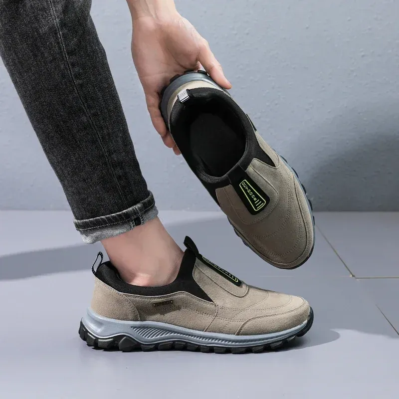 YRZL Outdoor-Wanderschuhe zum Reinschlüpfen, lässig, atmungsaktiv, Wildleder, rutschfeste Wanderschuhe für Herren_voghion.com