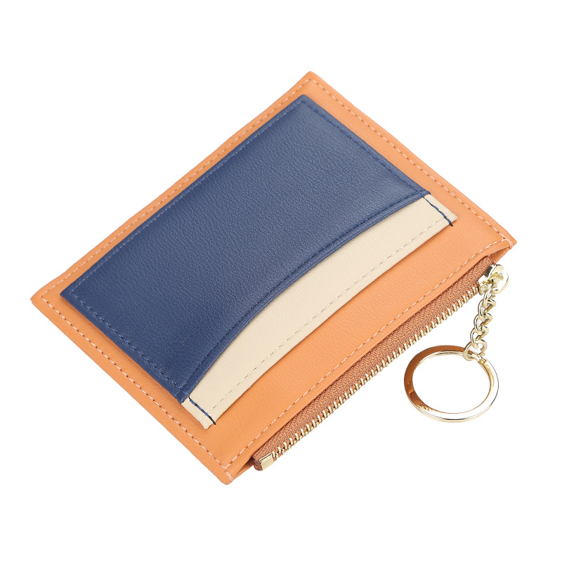 Baellerry – porte-cartes pour femmes, version coréenne, épissage en PU, fente multi-cartes, fermeture éclair, porte-cartes, porte-monnaie compact à la mode_voghion.com
