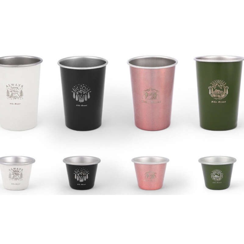 Outdoor Stainless Steel Small Coffee Camping Tea Water Cup Portable 350ML Wide Mouth Stackable_voghion.com