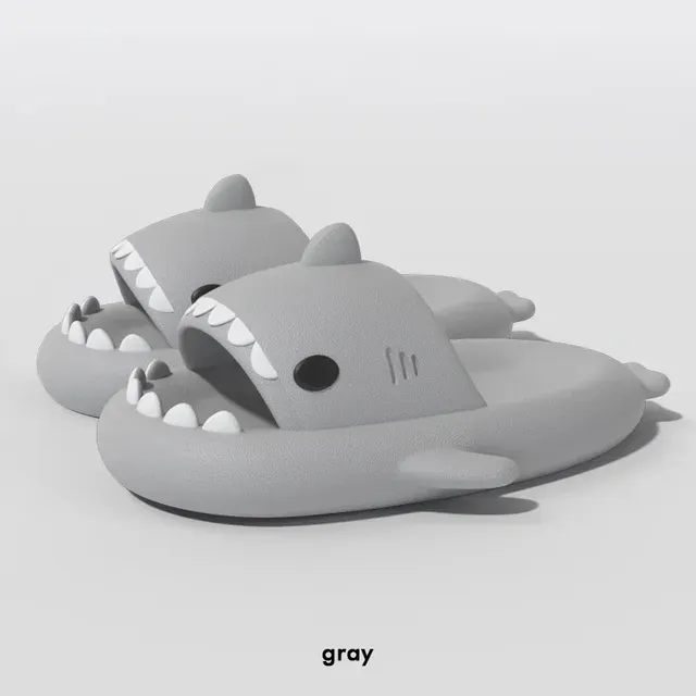 Pantoufles requin pour hommes, diapositives de salle de bain intérieures, sandales d'été pour femmes, sandales de dessin animé, chaussures plates à la mode pour couples, chaussures de plage souples en EVA pour enfants_voghion.com