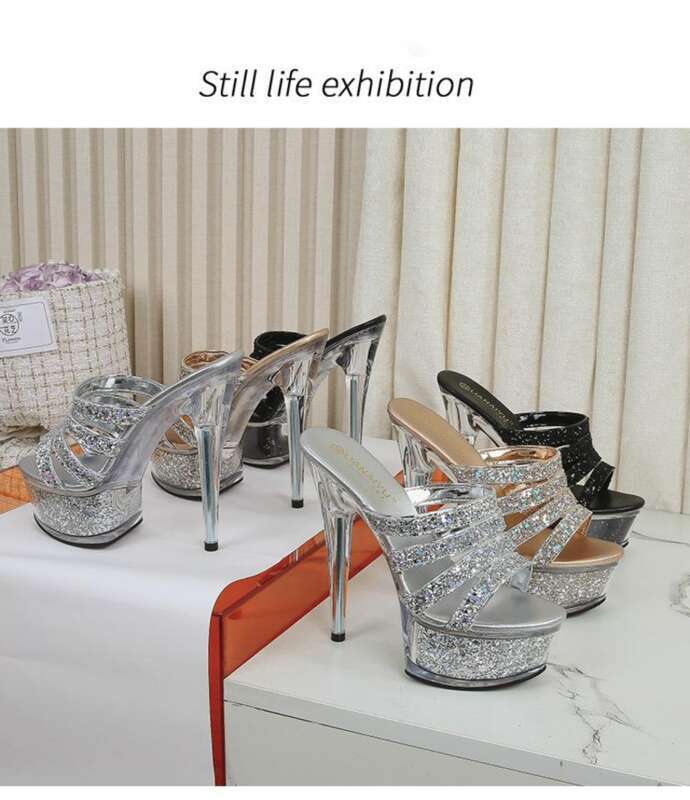 25 Nuovo Fondo di Cristallo Estivo Trasparente Piattaforma Impermeabile Super Tacco Hentian Alto Rotondo Testa Cinturino Fresco Trascinare Sexy_voghion.com