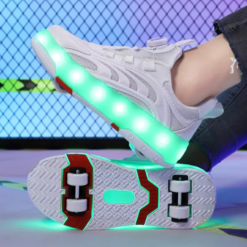 Patins de 4 rodas Deformation Double Row com rodas Tênis de skate de dupla finalidade 240701_voghion.com