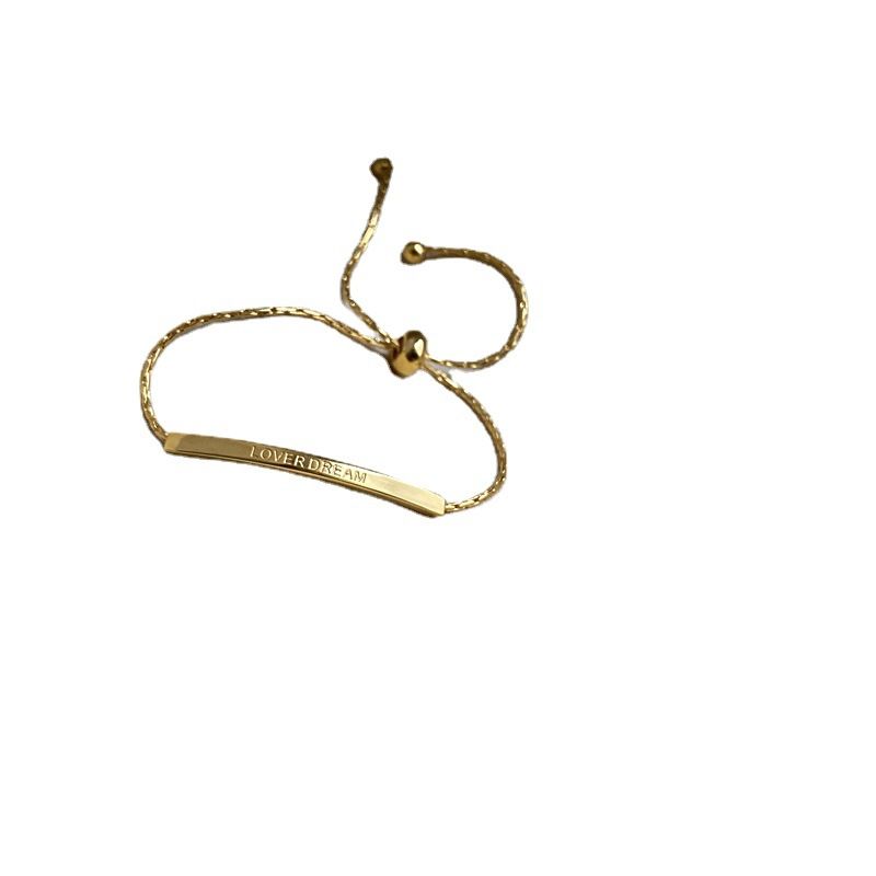 Braccialetto in acciaio al titanio con trazione, stile coreano, per donne di minoranza, lettere dorate, primavera ed estate, tutto abbinato_voghion.com