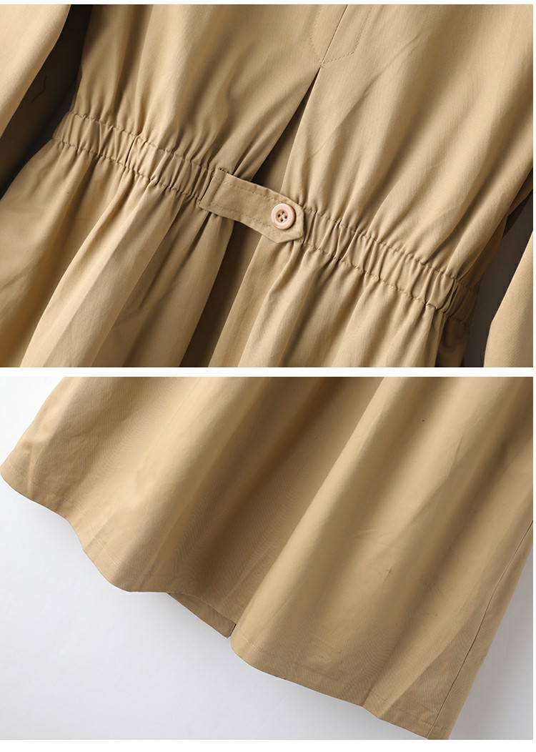 Trench da donna autunnale a maniche lunghe con polsini a contrasto e risvolto 9663_voghion.com