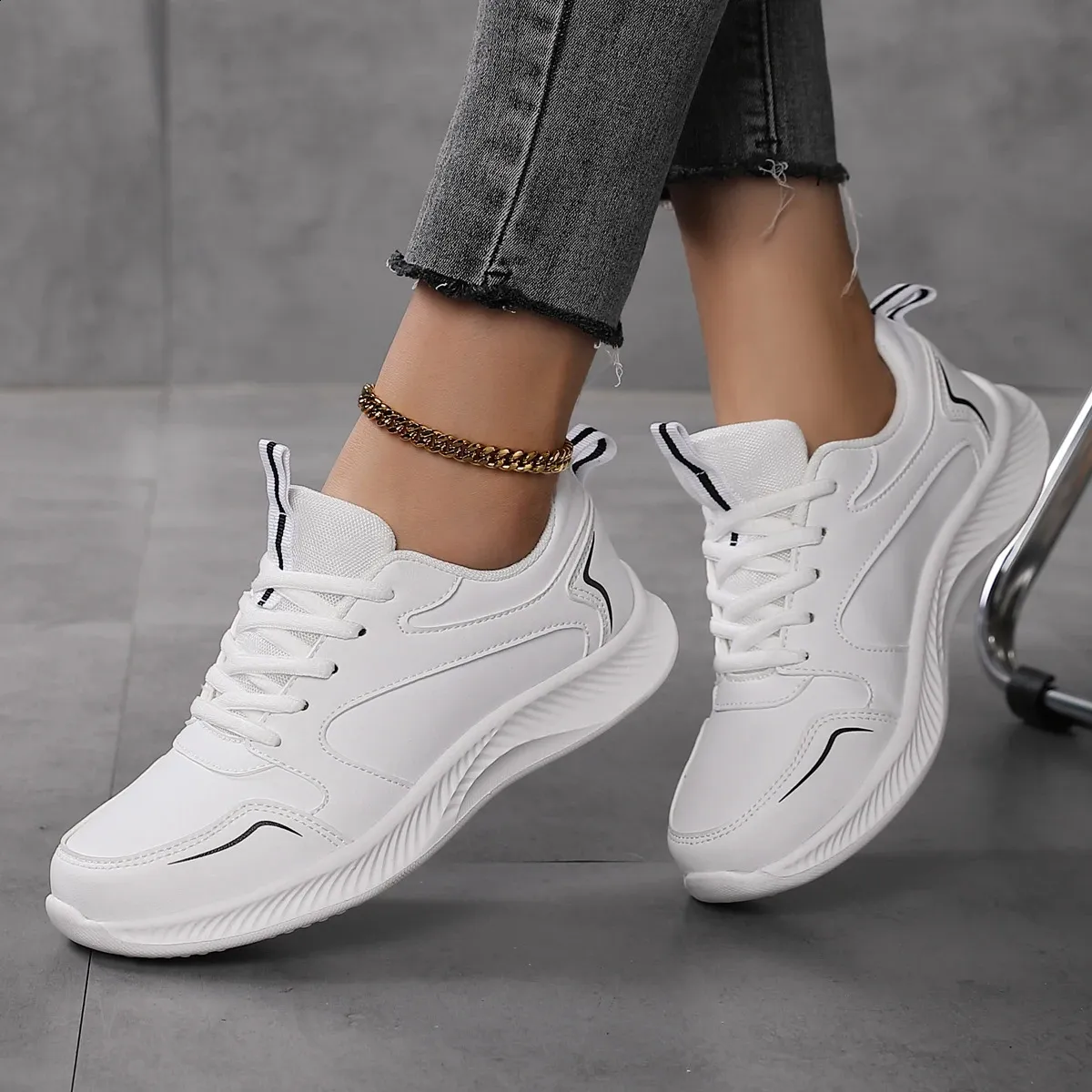 Pantofi sport pentru femei, pantofi de tenis la modă, confortabili, sport, pantofi casual de primăvară-vară, pantofi pentru femei din PU, 240809_voghion.com