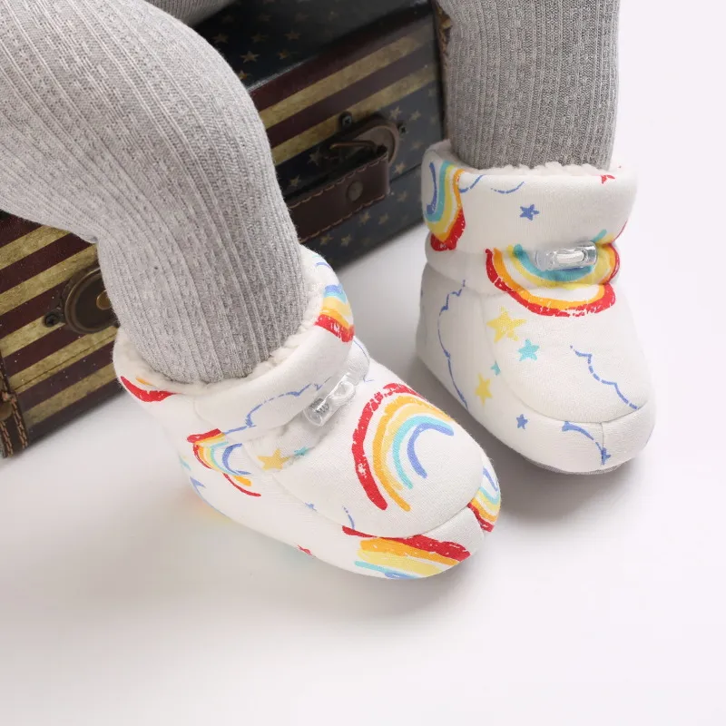 Bebê antiderrapante recém-nascido criança sapatos inverno infantil enfant algodão neve multicolorido desenho animado pequeno cutefeet crianças botas 0-18_voghion.com