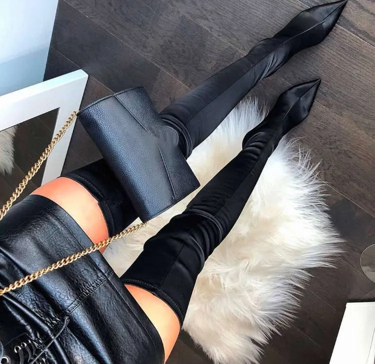 Eilyken 2024 Neue Oberschenkel Hoch Über Das Knie Elastische Stretch Frauen Sexy Dünne Heels Socke Stiefel Mujer_voghion.com
