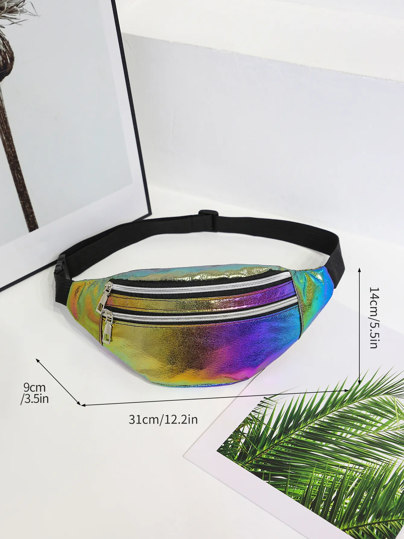 Marsupio con ologramma laser a colori sfumati, marsupio a tracolla, borsa da viaggio, per camminare, correre, escursioni, ciclismo, sport_voghion.com