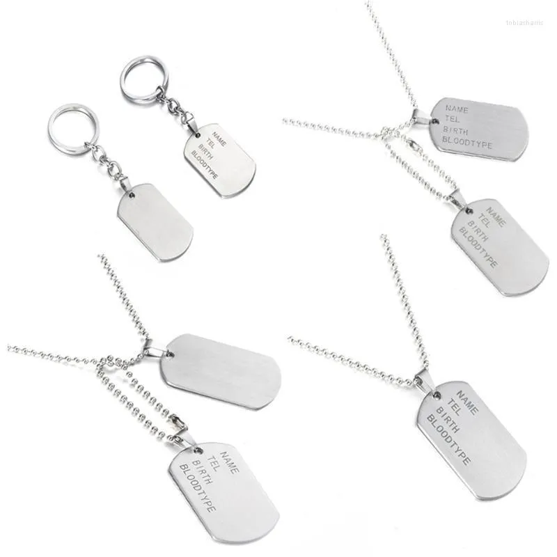 Colliers pendentifs militaires tactiques de l'armée, étiquettes d'identification de nom, cartes pour hommes, collier et pendentifs en acier inoxydable, porte-clés tendance pour hommes_voghion.com