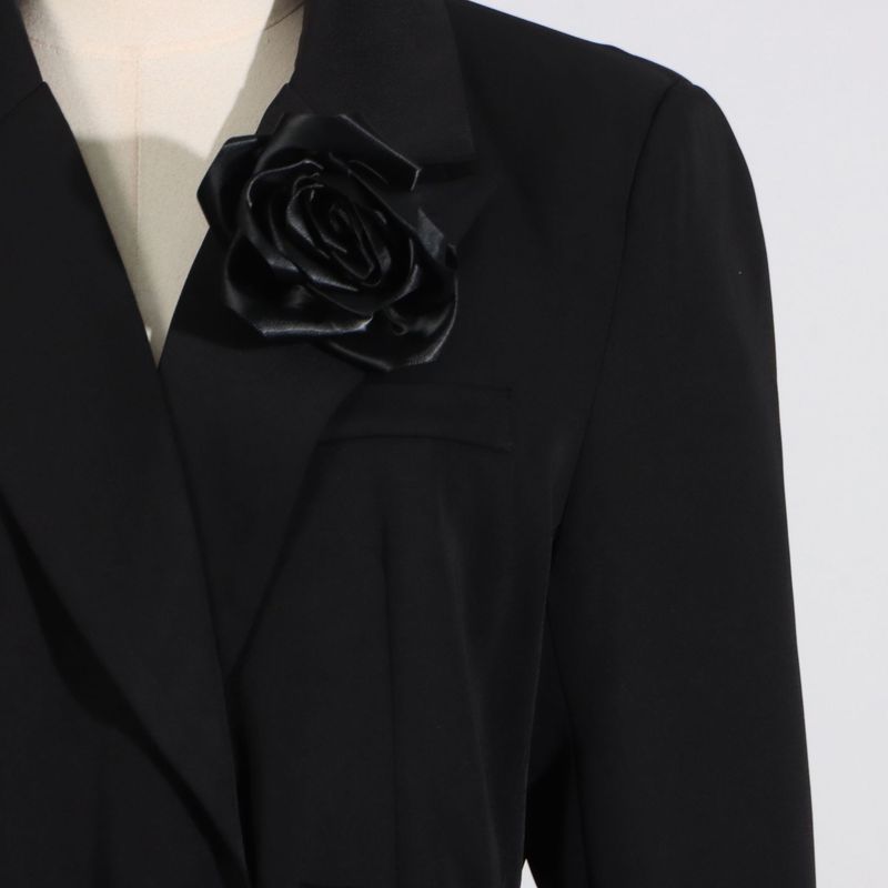 Women's Clothing temperament black three dimensional wer lace ing design long sleeved suit jacket_voghion.com