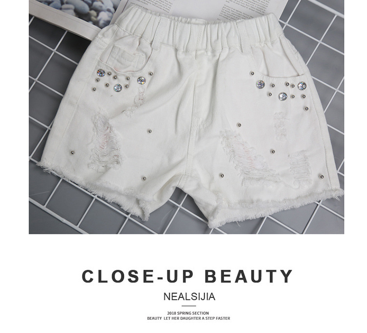 Kid's Clothing Girls denim shorts outer wear summer thin 2024 new fashion ripped children's pants female hot pants summer_voghion.com