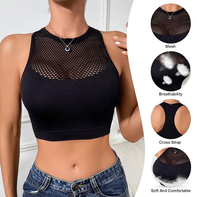 Soutien-gorge intégré avec gilet de sport évidé et sexy sans piste_voghion.com
