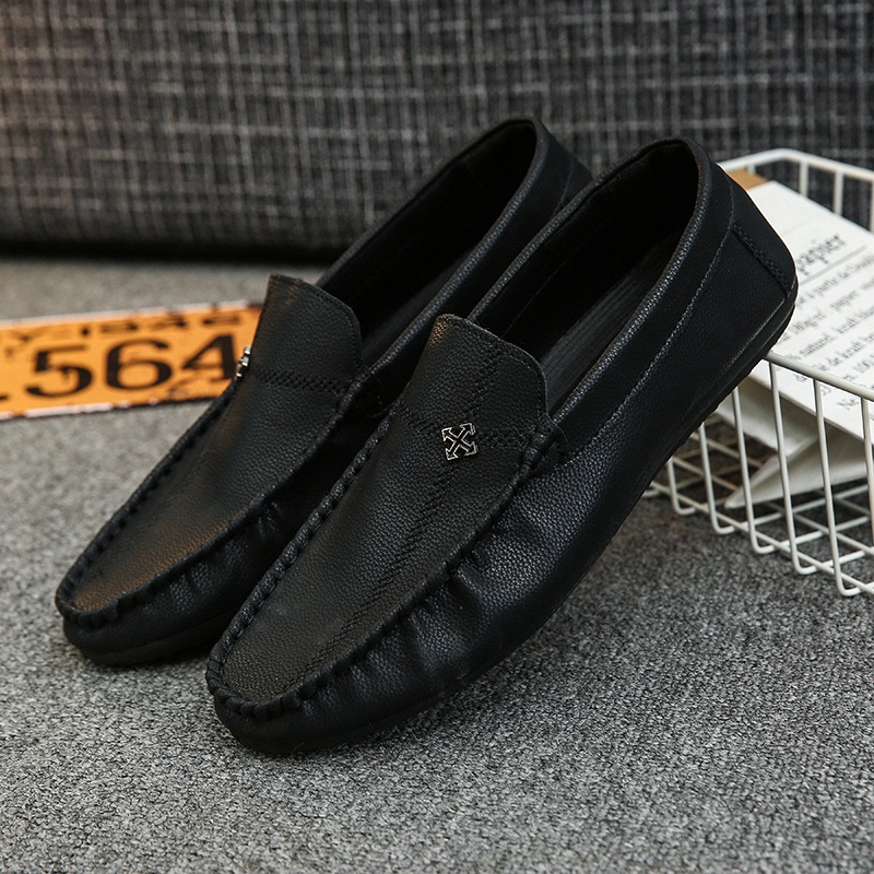 2025 Low Cut Casual Leather Bean For Spring New British Soft Soled Driving Men's With Foot Covers, Lazy And Trendy Shoes 1210_voghion.com