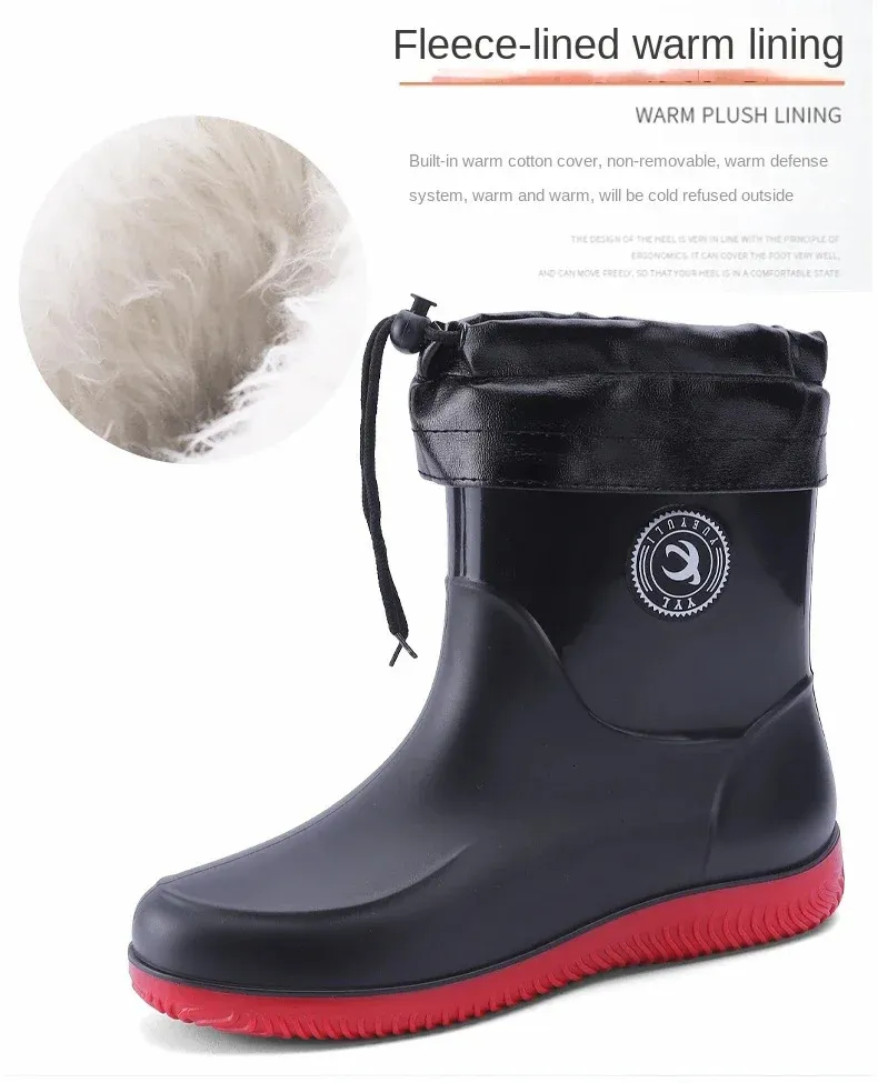 Botas de chuva de borracha impermeáveis para pesca e casual_voghion.com