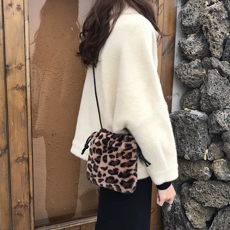 Borsa a tracolla monospalla con coulisse e motivo leopardato retrò per donna, nuova borsa a mano autunno/inverno per il tempo libero_voghion.com