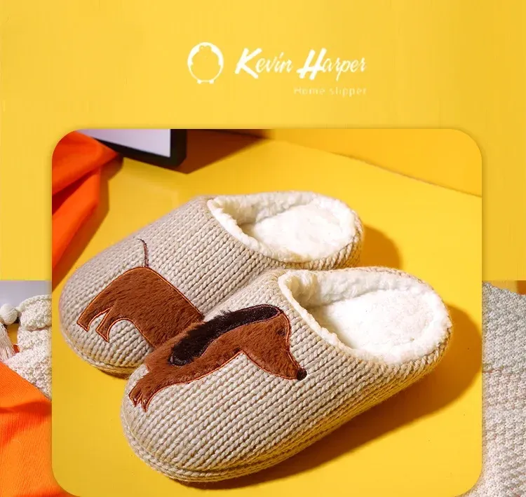 2024 Women's Slippers Cartoon Cute Dog Indoor Warm Non-slip Soft Sole Good Breathable Homesh Fashion Causal Cotton_voghion.com