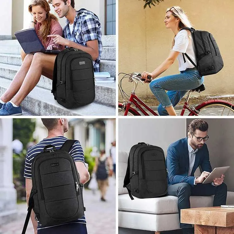 Laptop men business waterproof backpack bag with USB port and lock use for work study travelC241031_voghion.com