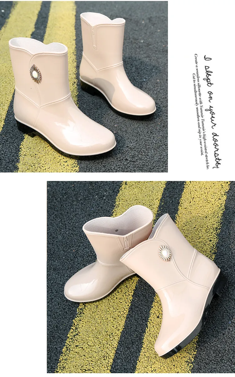 Scarpe da lavoro in gomma antiscivolo impermeabili da esterno alla moda da donna in cotone caldo stivali da pioggia invernali 241126_voghion.com